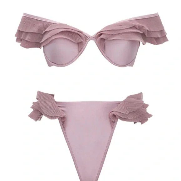 Andrea Iyamah High Waisted Lilac Bathing Suit - Picture 2 of 3